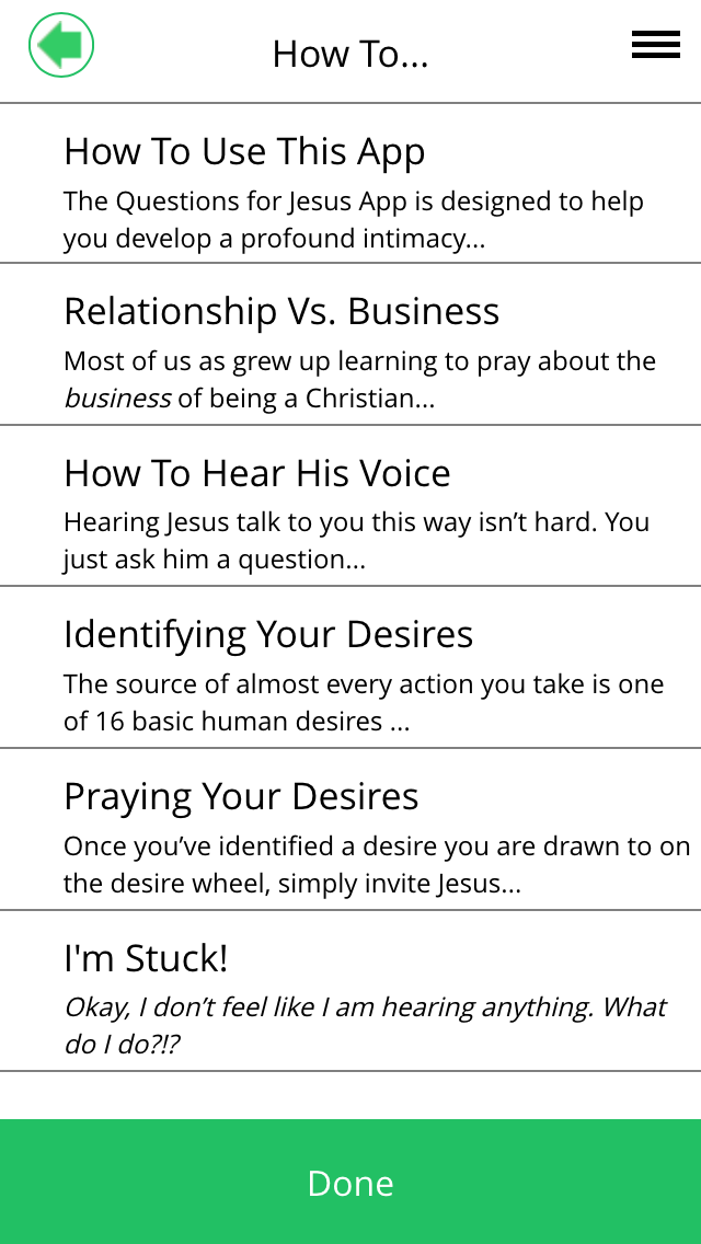 Questions for Jesus App